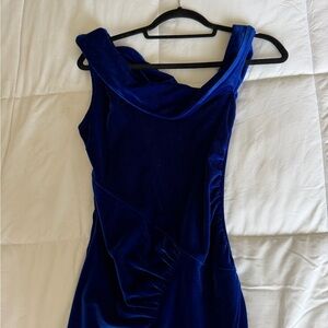 Blue Velvet Sleeveless Dress